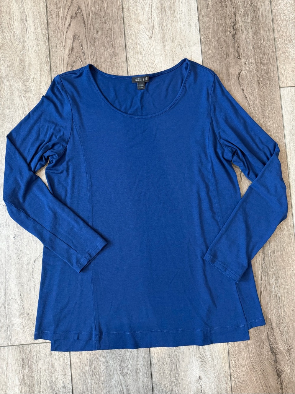 J. Jill Wearever Collection Cobalt Blue Long-Sleeve Scoop Neck w/ Detailed Edge